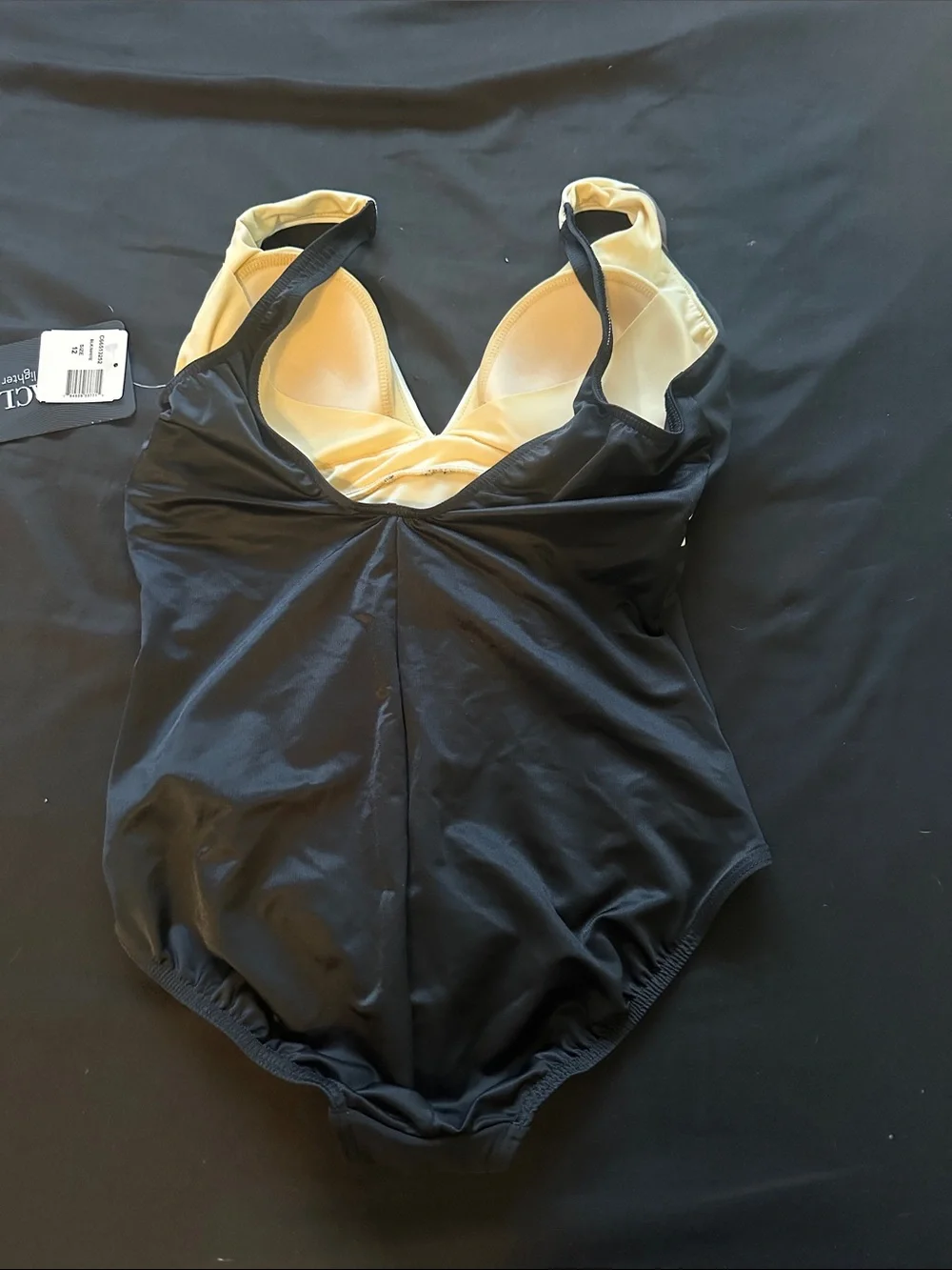 Miraclesuit Girls' Black One-Piece Swimsuit with Cream and Gray Accents